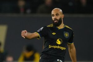 Pemain Manchester United, Bryan Mbeumo, pada laga Premier League antara Wolves vs Manchester United di Wolverhampton, Inggris, Senin, 8 Desember 2025 (c) AP Photo/Dave Shopland