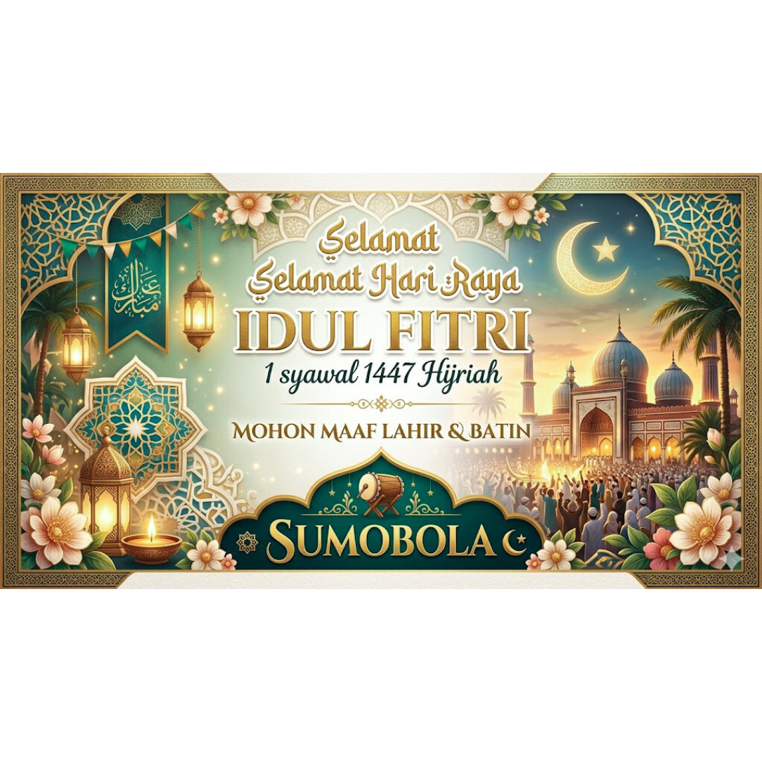 Sumo Bola dengan tulus mengucapkan Minal aidin walfaizin.