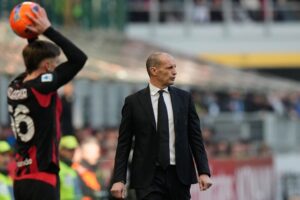 Pelatih AC Milan, Massimiliano Allegri, bereaksi pada laga Serie A antara AC Milan vs Sassuolo di Milan, Italia, Minggu, 14 Desember 2025 (c) AP Photo/Luca Bruno